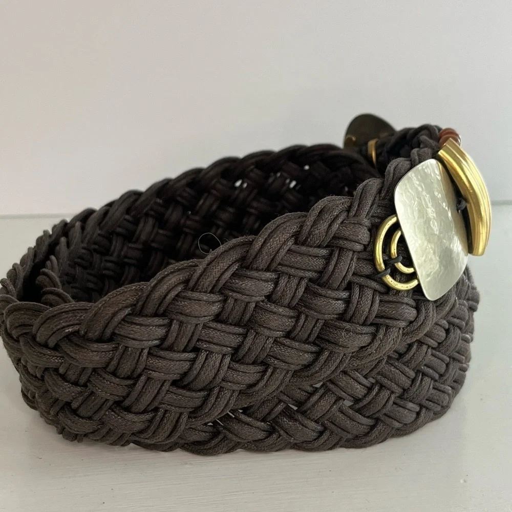 Vintage Marjorie Baer SF Braided Two-toned Brown Mixed Metals Belt Size Medium